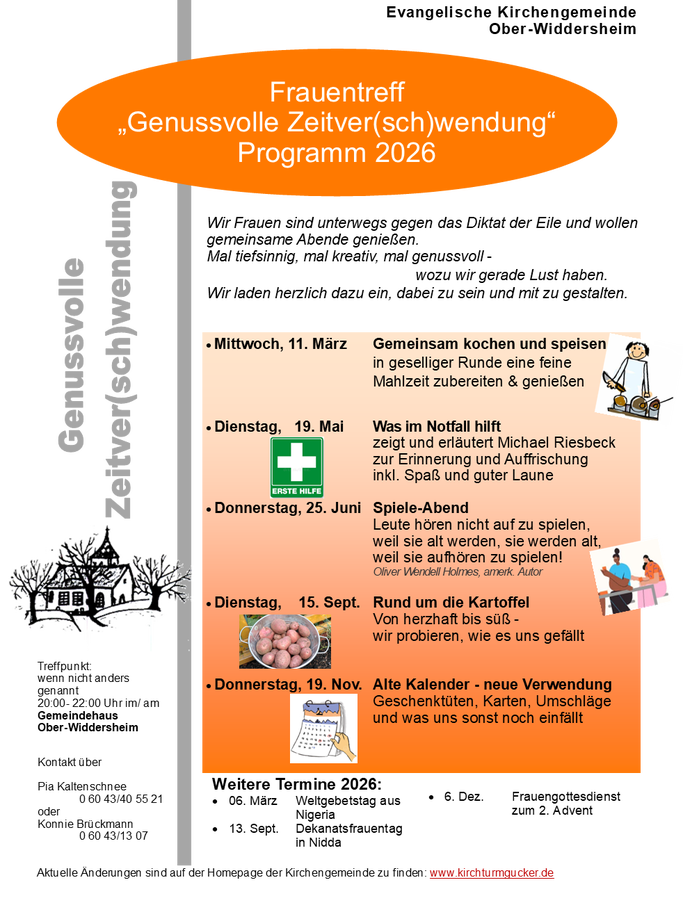 Alle Termine des Frauentreff für das Jahr 2026